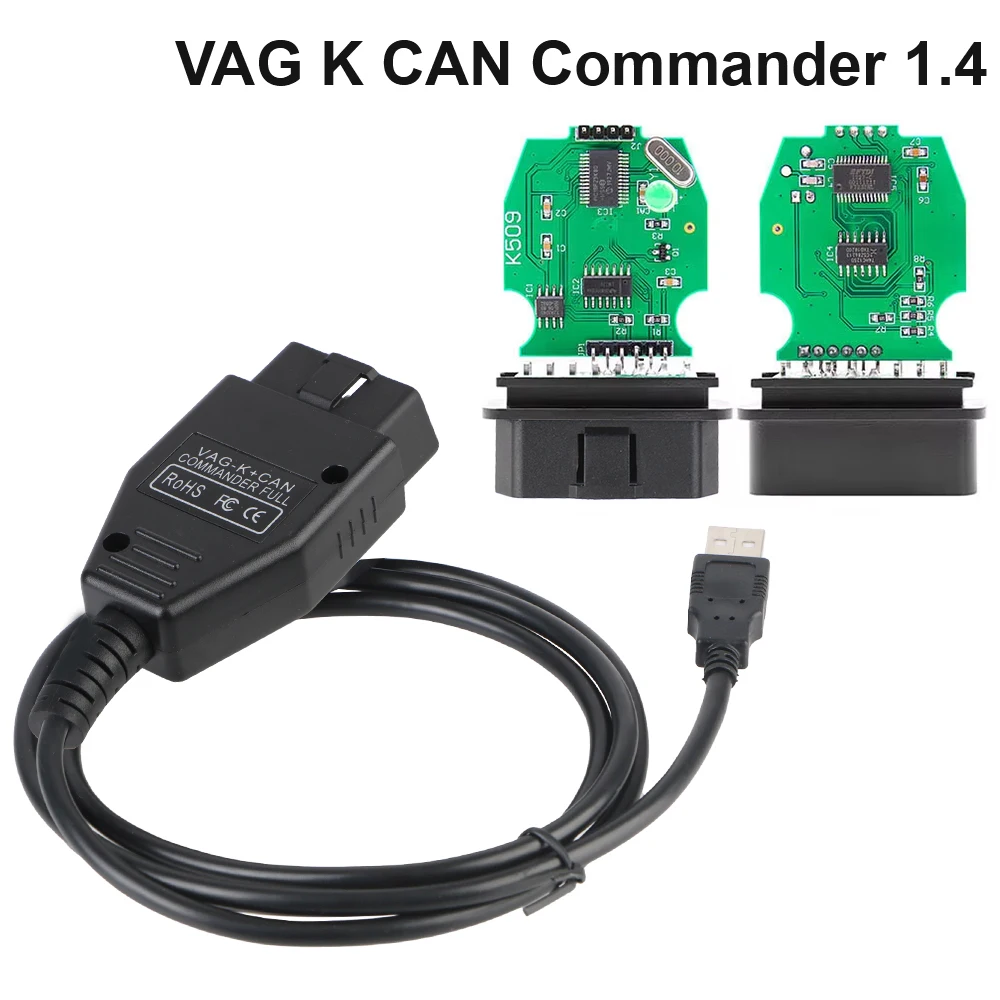 

Автосканер OBDII OBD2, диагностический инструмент Commander 1.4, автоаксессуары для VW/AUDI с чипом FT232RL PIC18F25K80, кабель VAG K+CAN