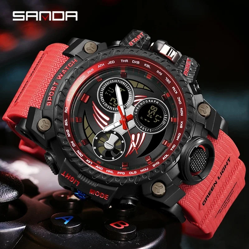 

SANDA 3155 2023 G Style New Men's Watches 50M Waterproof Shock Sports Military Quartz Watch For Male Digital Wristwatch Clock