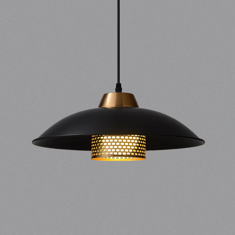 

Modern Minimalist Single Head Black Metal Paint Pendant Lamp Industrial Style Dining Room Bedroom LED E27 Lighting Fixture