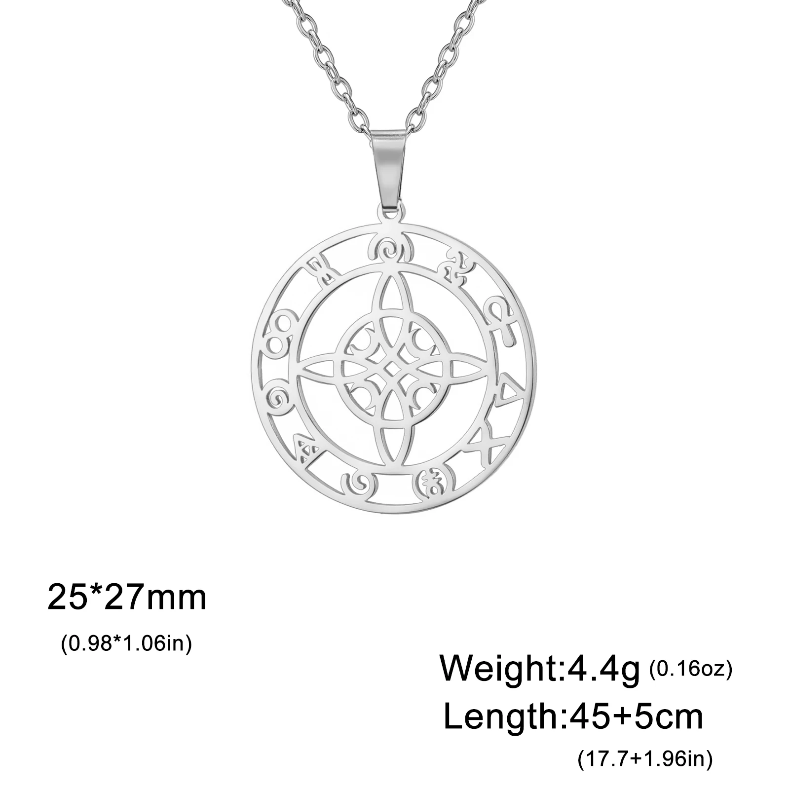 COOLTIME Trend Witch Knot Necklace for Women Stainless Steel Silver Color Celtic Trinity Good Luck Amulet Pendant Wiccan Jewelry