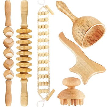 Professional Maderoterapia Kit - Wood Therapy Massage Set for Lymphatic Drainage, Body Shaping & Anti-Cellulite, Complete Tools