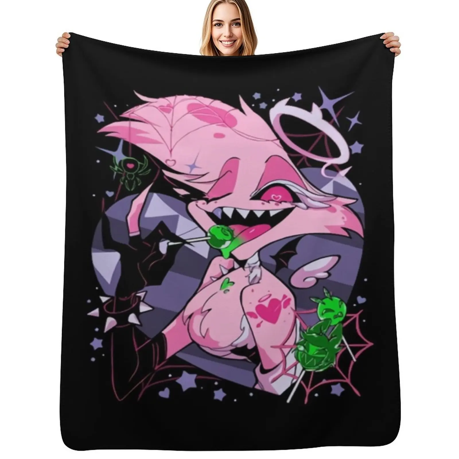 Angel Dusts Tricks and Treats Throw Blanket Plush Fuzzy Cozy Blanket for Couch Sofa