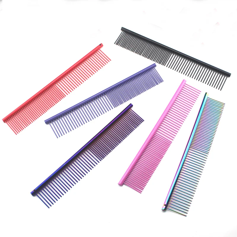 Stainless Steel Pet Comb Optional Professional Dog Cat Grooming Comb Puppy Hair Trimmer Brush Beauty Combs Styling Tools 6Colors