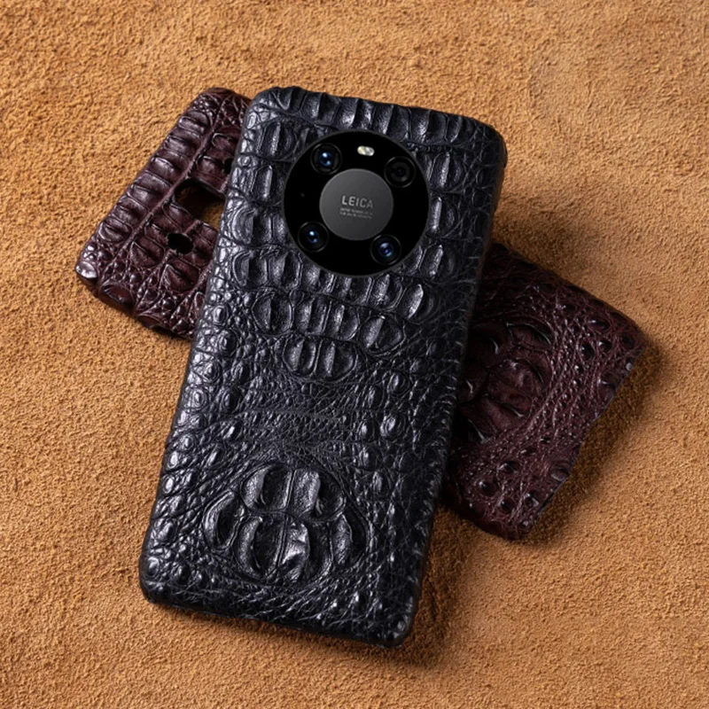 

Natural Crocodile Leather Phone Case For Huawei Mate 40 RS 30 20 10 P20 P30 P40 Lite P50 Pro Plus Luxury Alligator Back Cover