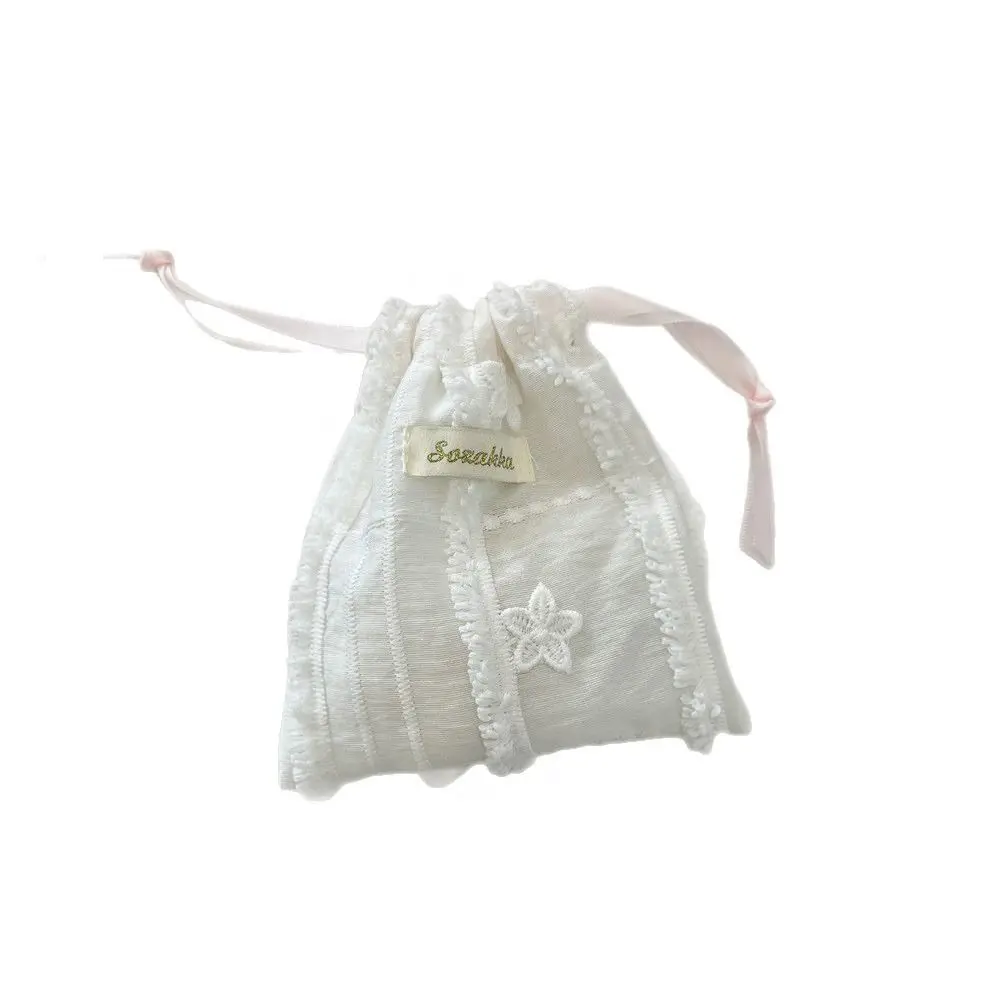 

Solid Color Lace Drawstring Storage Bag Small Cloth Bag Sundries Storage Cloth Handbag Large Capacity Portable Makeup Bag Female