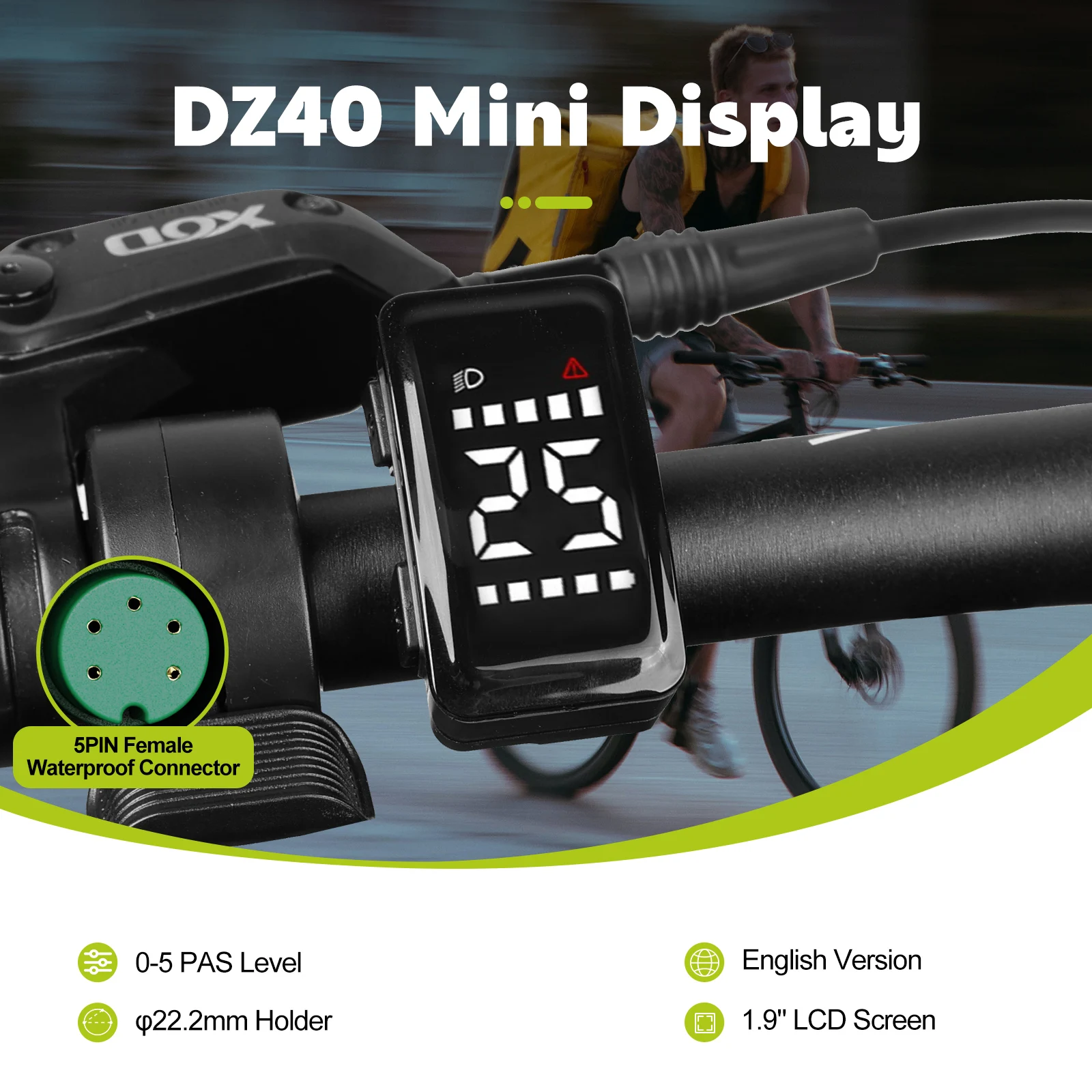 Ebike DZ40 Display Kleines Mini-Display für BAFANG Radnabenmotor Elektrofahrrad UART-Protokoll 5-PIN-Buchse – Detail 4