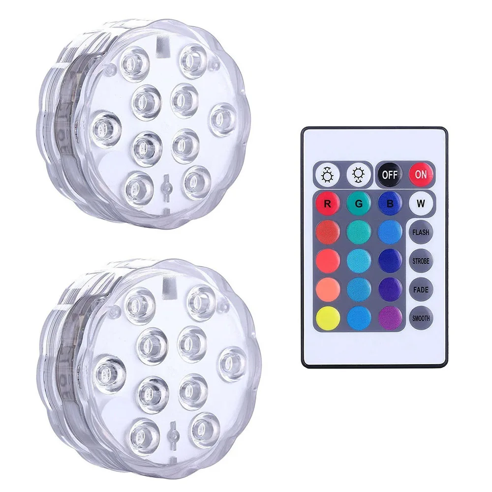 

10LED Remote Control Colorful RGB Diving Lamp Light Fish Bathtub Lamp Bath Landscape Vase Fountain Lamp Underwater Lamp