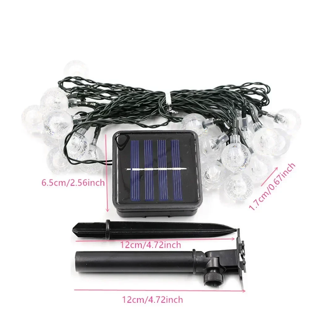 Guirnalda de luces LED con forma de globo de cristal Solar, 5/7/12M, 8 modos de iluminación, guirnalda de luces navideñas IP65 para decoración de fiestas en el jardín