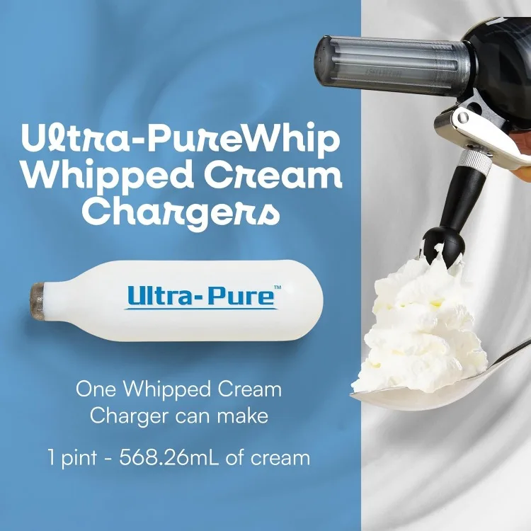 شواحن كريم Ultra-Purewhip N2O - خراطيش شاحن كريمة مخفوقة من الفولاذ المقاوم للصدأ 8 جرام لكريم السوط الكبير