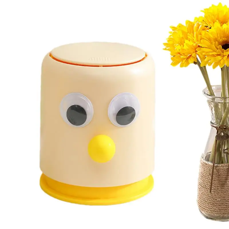 Desktop Garbage Can Big Eyes Tiny Waste Basket Press-Top Desktop Wastebasket Tiny Cartoon Countertop Waste Basket With Lid For