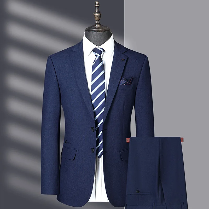 

(86) New Men's Suit Blue Luxury Formal Groom Wedding Suit Wedding Men's Suit