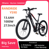 RANDRIDE YS90 Electric bike 1000W 48V 13.6Ah E bike Full Suspension MTB bike hydraulic brake 27 gears Electric Bicycle EU Stock