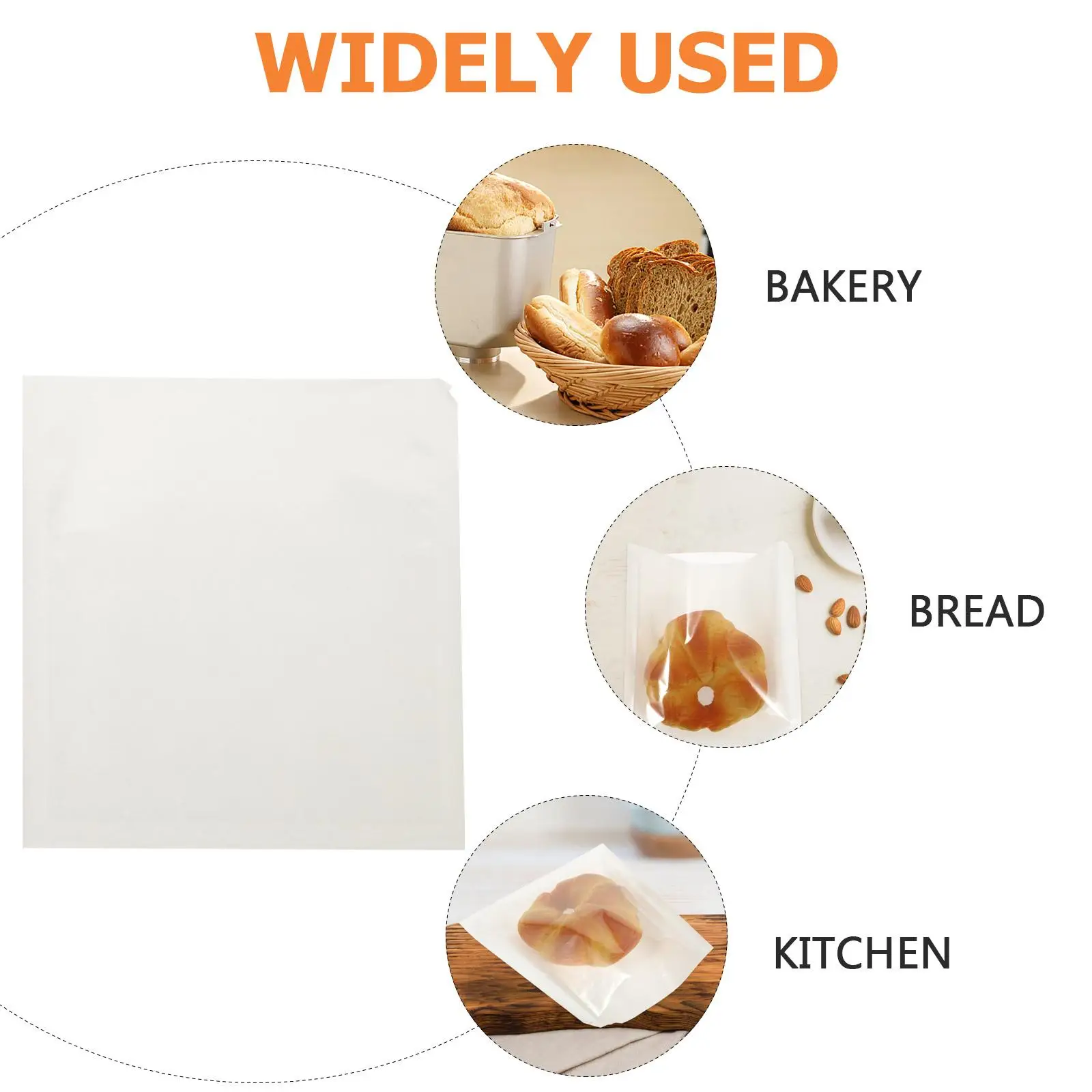 100 Pcs 18X19Cm White Greaseproof Paper Bags With Clear Window For Wrapping Storage Packing Gift Household Bakery Snack