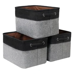 1 Pcs Foldable Storage Bins Sturdy Canvas Fabric Cubic Boxes with Handles Ideal for Home Office Organization