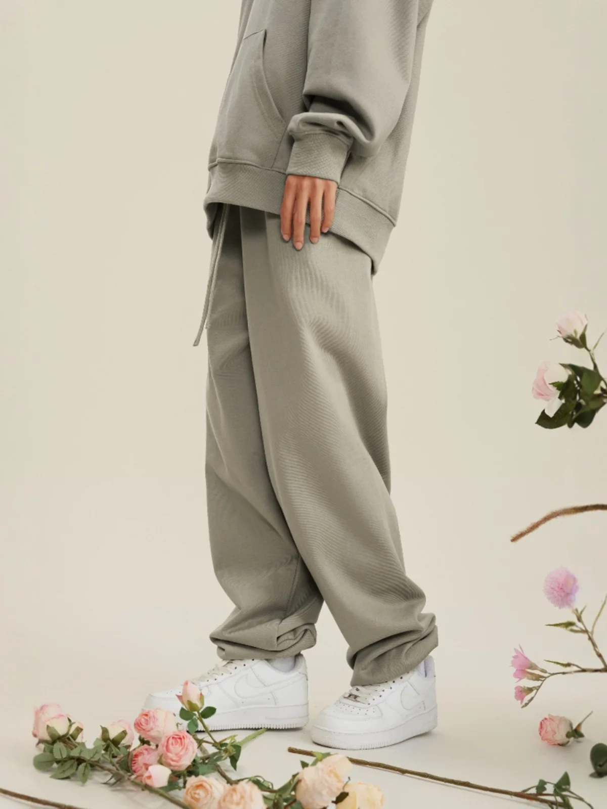 

Glowing Box Heavyweight 440G Fce Sports Pants Pure Color Cuffed High Street Hooded Trousers Youth Faion Casual Wear