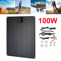 5V 50W/100W Portable Solar Panel USB Outdoor Mobile Power DIY Travel Cell Phone Charger Car Yacht 12V Battery Pack Power Panel