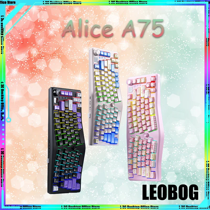 

LEOBOG Alice A75 Customized Mechanical Keyboard 75% Tri-mode Wireless Bluetooth Ergonomics TOP Structure Hot Swap PBT RGB Gifts