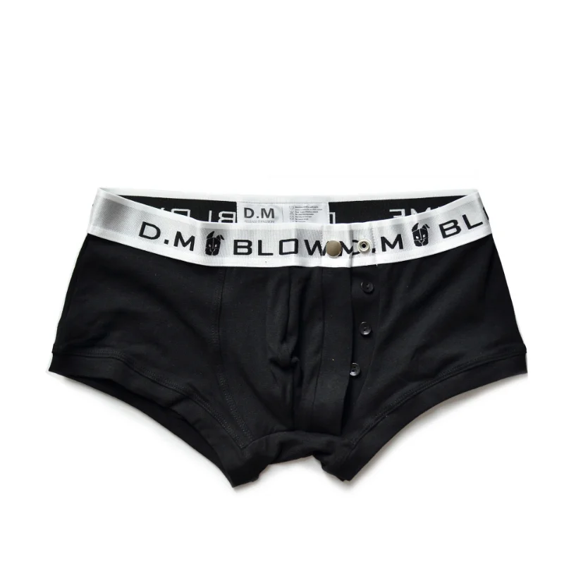 Men\'s Underwear Low Rise Sexy Personality Boxer Business Button Design Boyshort Fashion Soft Boxer Cotton Letters Panties