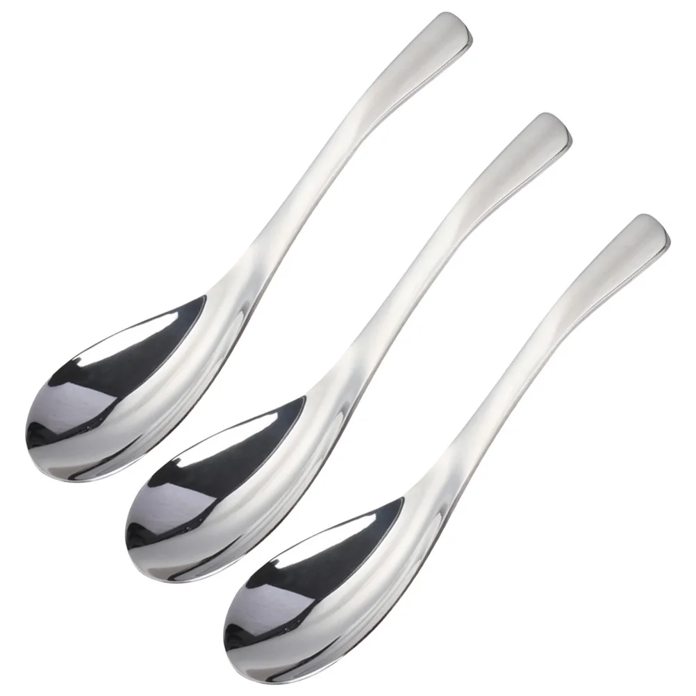 3Pcs Stainless Steel Spoons Set Includes Soup Rice Meal Spoons for Home Office School Travel Corrosion Resistant Cutlery