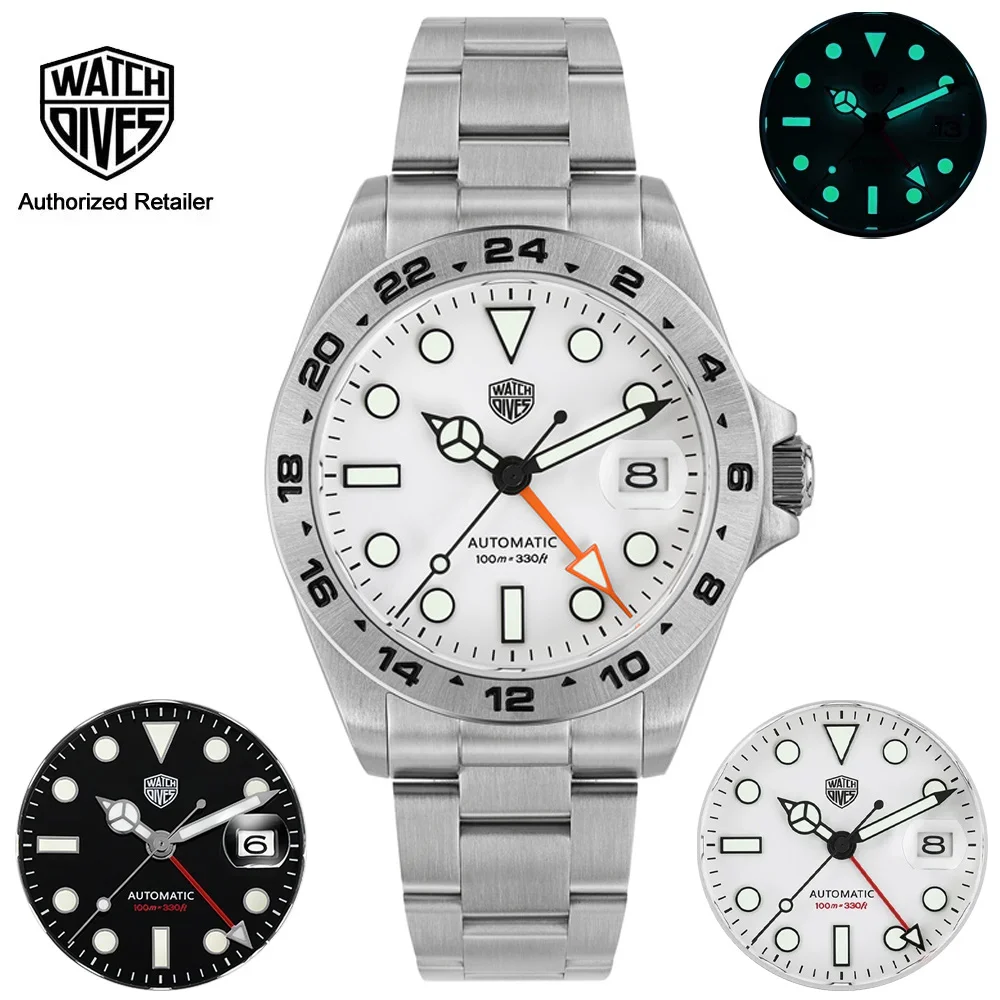 Watchdives WD16570 GMT Watch of Men NH34 Automatic Movement Mechanical Wristwatch Sapphire Crystal with Clear AR Coating Watches