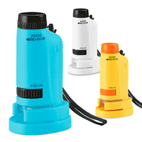 Mini Microscope Handheld Toys kits,  Microscope with LED Lights and 2 AG13 Button Batteries, Biological Science Gifts for Kids