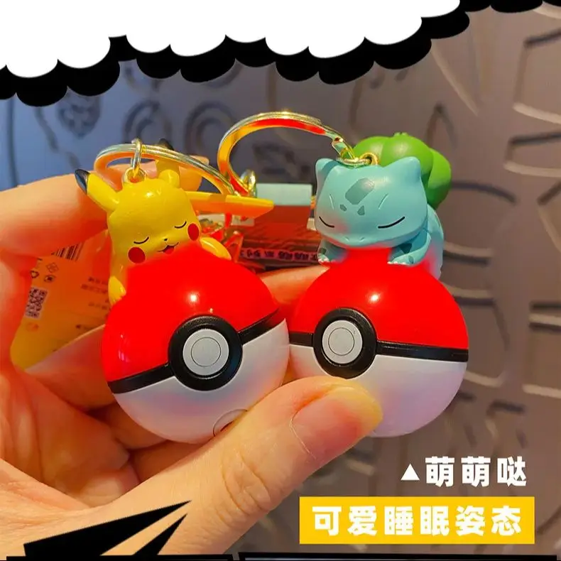 Genuíno pokemon pikachu chaveiro psyduck piplup bulbasaur anime figuras de ação brinquedo chaveiro fragrância pingente presentes de natal