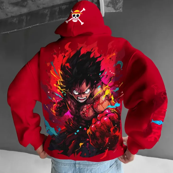 هوديس رسمي للرجال والنساء مطبوع عليه الرسوم المتحركة قطعة واحدة، هوديس فضفاضة وكبيرة الحجم للشارع