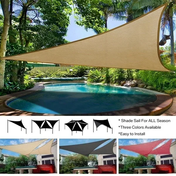 4M Garden Patio Pool Shade Sail Waterproof Triangular UV Sun Shelter Patio Canopy Garden Sun Shade Awning Camping Picnic Tent