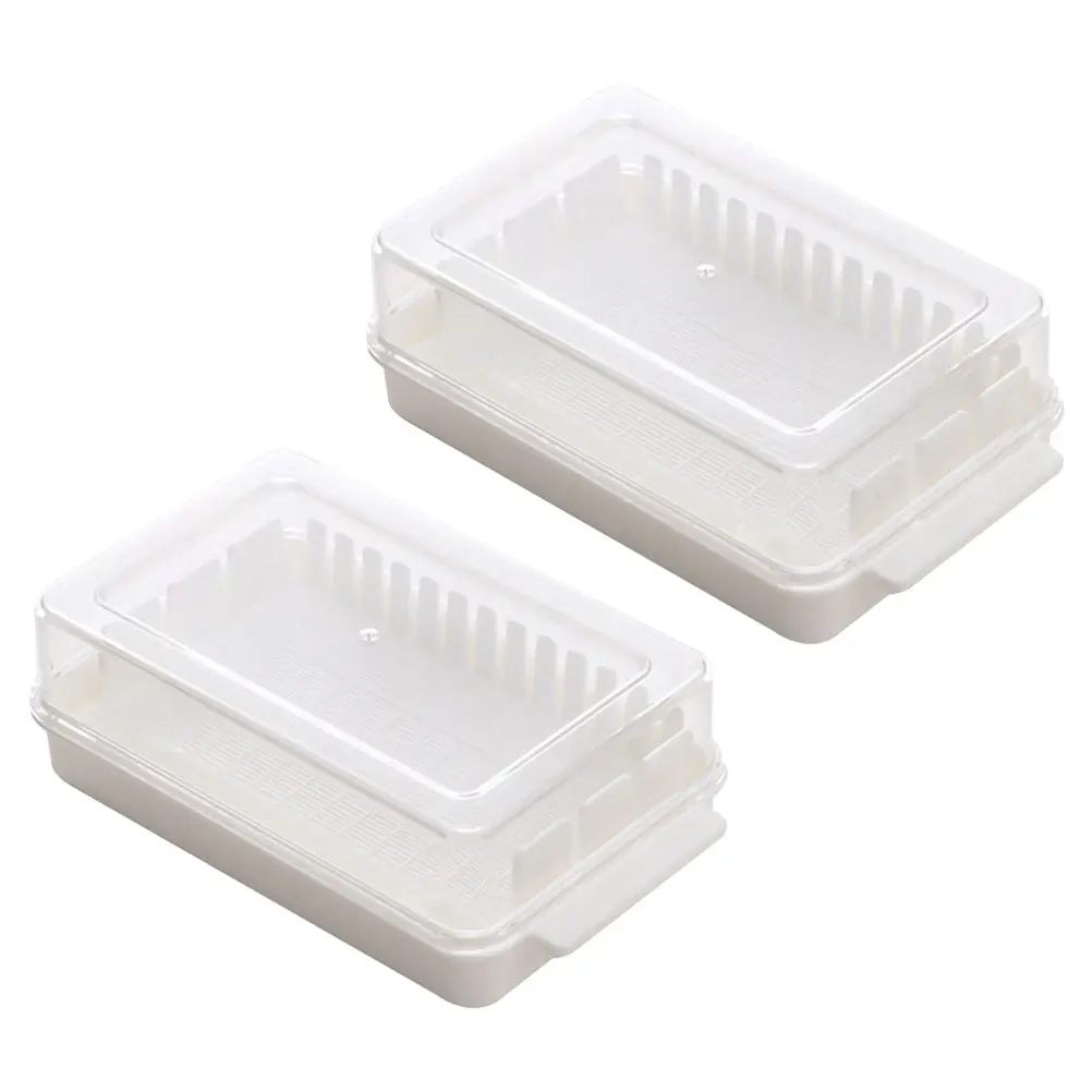

2pcs Dish With Lid Serving Tray For Cheese Storage Farmhouse Style Plastic Butter Holder Transparent Design Large Capacity