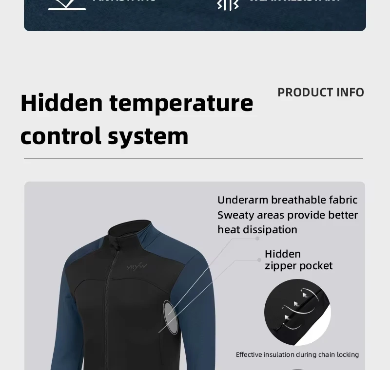 YKYWBIKE Winter -5-10 ℃ Herren Thermo-Fleece-Fahrradjacke, wasserdicht, winddicht, Fahrrad-Rennrad-Profi-Bekleidung, MTB-Fahrradoberteile – Detail 9