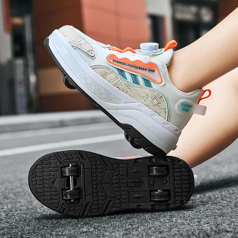 

2025 New Fall & Winter Kids' Heelys: Girls' 2-Wheel Invisible Skates, Boys' White Roller Shoes