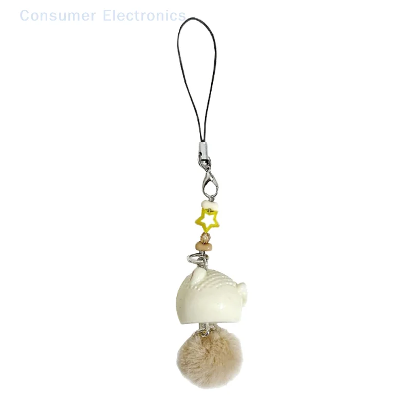 Creative Cartoon Keychain Phone Case Charms Cute Little Cat With Furry Tail Mobile Phone Key Chain Bag Hanging Pendant Backpack