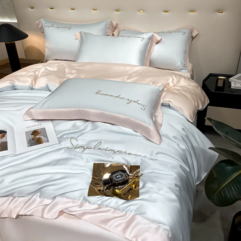 A-class 200 long staple cotton bedding 4-piece set made of pure cotton and 100% cotton, with a light luxury and high-end feel, i