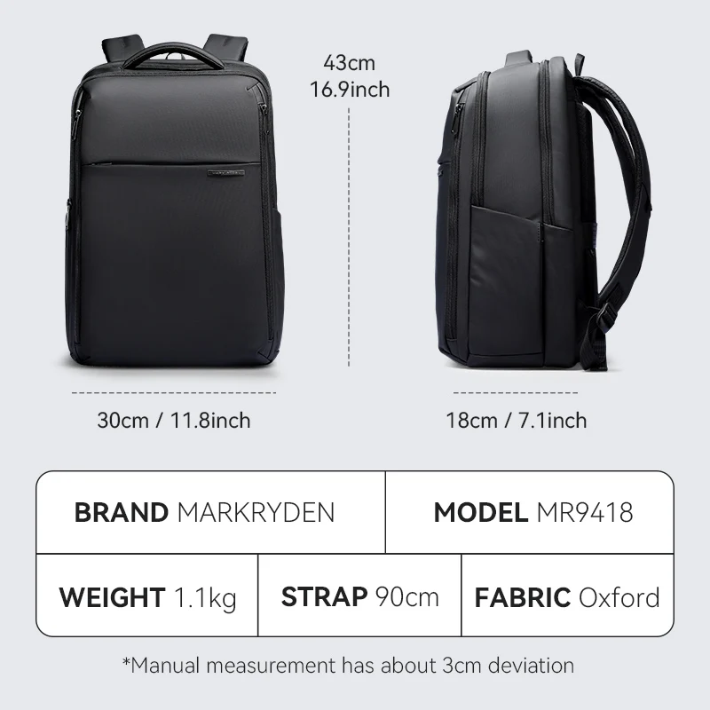 MARK RYDEN Men Backpack Ykk Zipper Business Travel Backpack Fits 15.6 inch Laptop Zaino Uomo man bagpack for travel