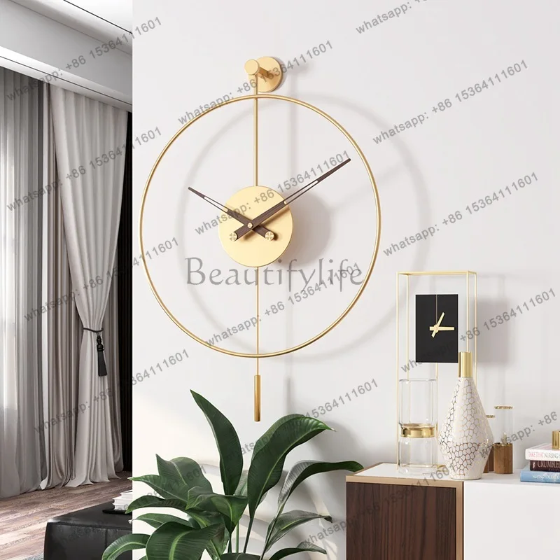 

Modern Minimalist Metal Wall Clock Round Silent Quartz Spanish Design Living Room Easy No Drill Installation Luxury Home Decor