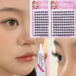 Soft Grafting Fake Eyelashes Bunches Set with False Eyelash Glue and Tweezers Natural Thick Eyes Lashes Extension Daily Makeup