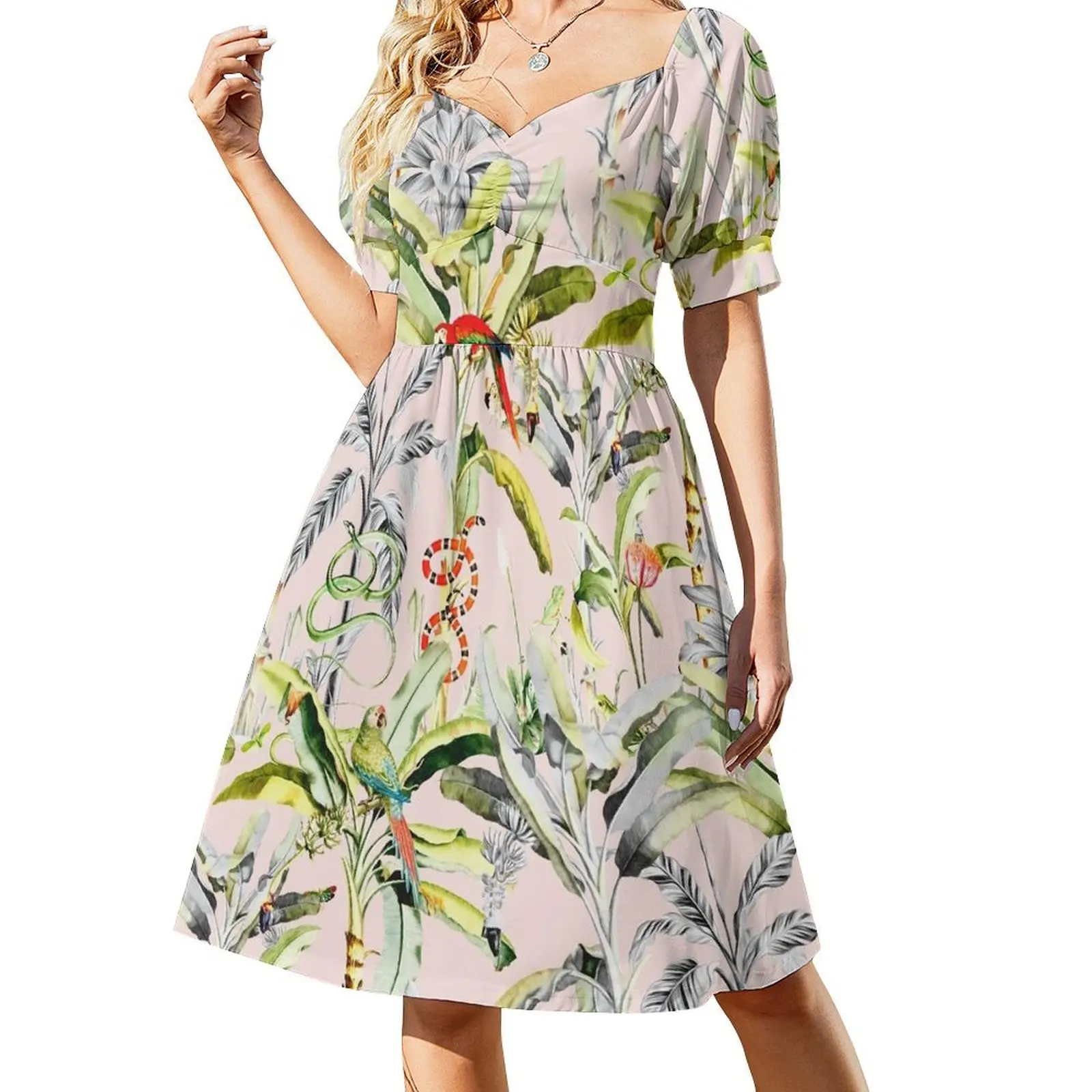 

AMAZON Short-Sleeved Dress Women's summer suit Dresses gala birthday dress for women