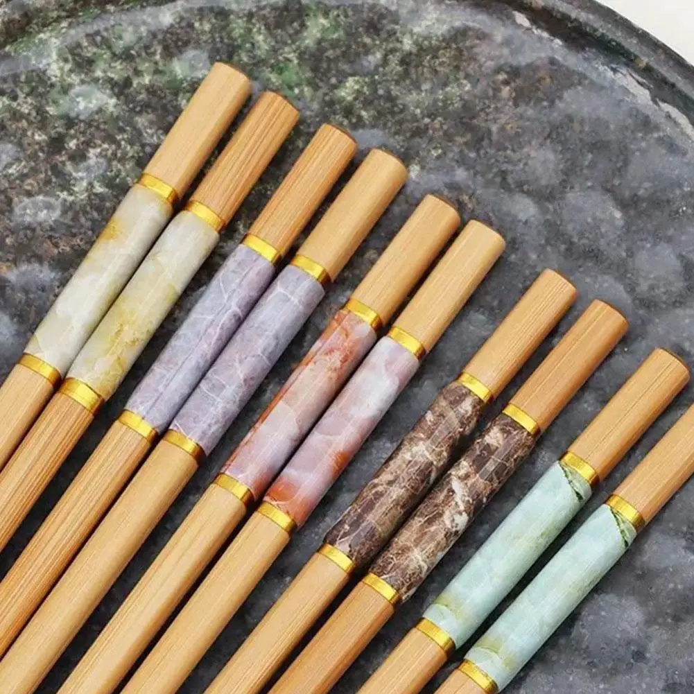 Japanese 5pairs Bamboo Chopsticks For Sushi Non-slip Food Sticks Hot Pot Reusable Chinese Chopsticks Tableware Bamboo Chops V0s3