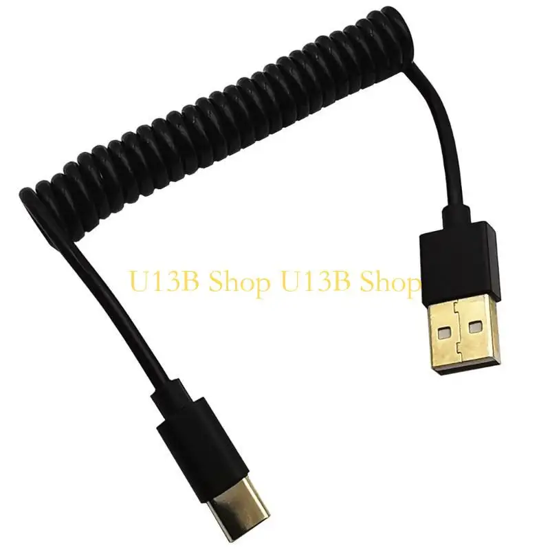 U13B USB 3.1 Type-C Male to USB 2.0 Male Charging Cable Spring Data Cable Type C For Phone Tablets Retractable Cable
