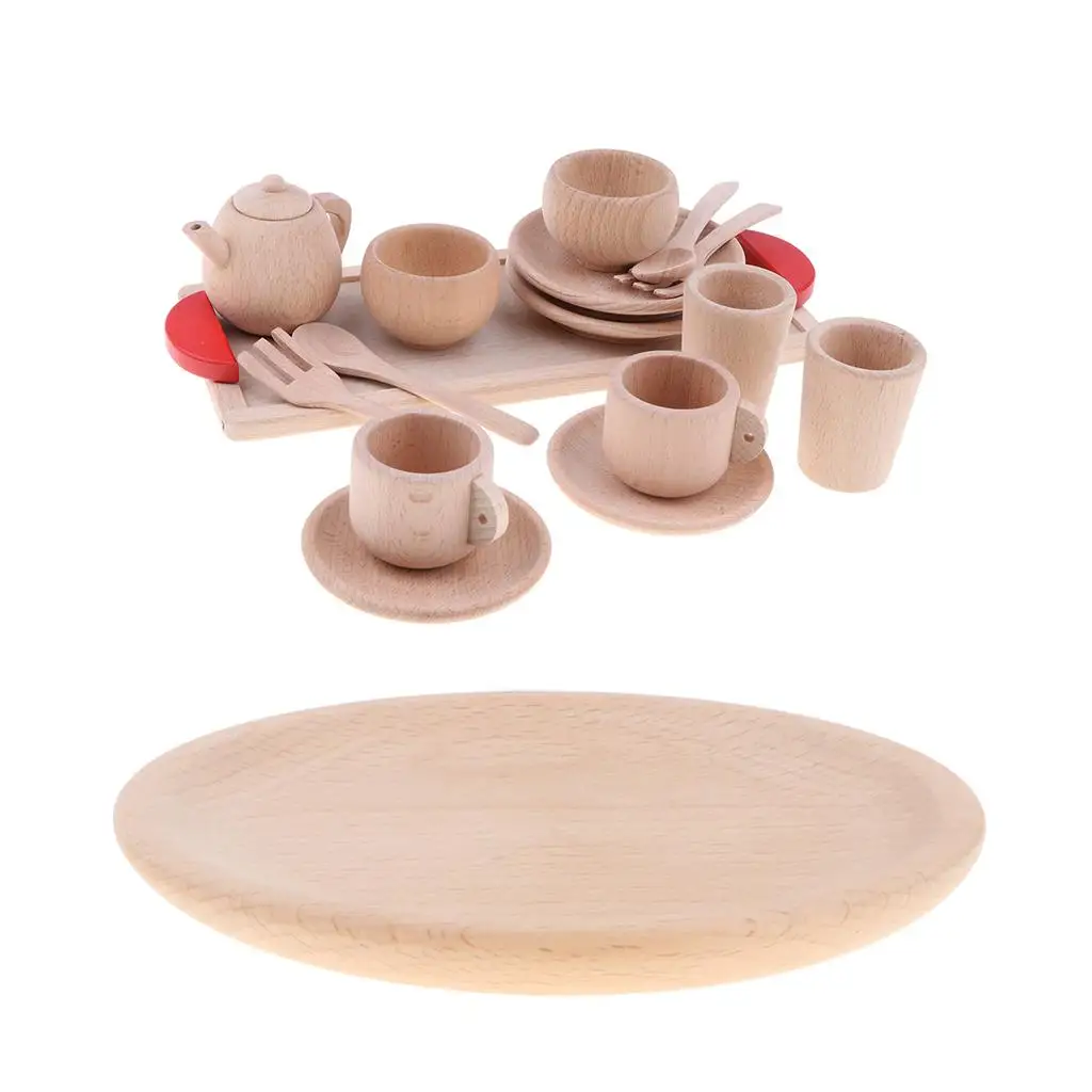 Wooden Pretend Play Tableware Role Play Preschool Child Kids Costume Kits