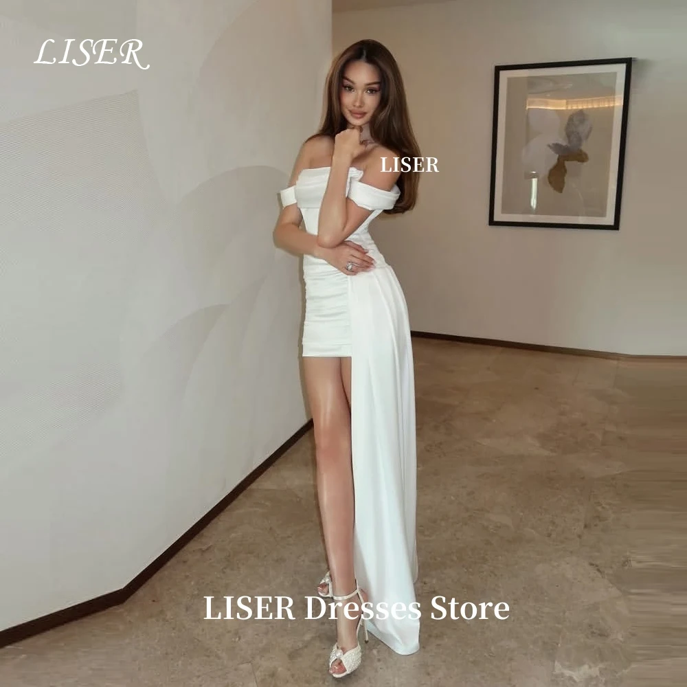 

Вечерние платья трапециевидной формы с открытыми плечами, шелковые атласные мини-короткие платья для выпускного вечера, сексуальные коктейльные платья, свадебная вечеринка по индивидуальному заказу