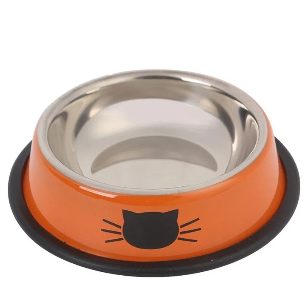 Stainless Steel Anti-dumping Cat Bowl Neck Spine Protection Non-slip Base Steel Pet Bowl Easy-to-clean Pet Feeding Tool Dog Bowl