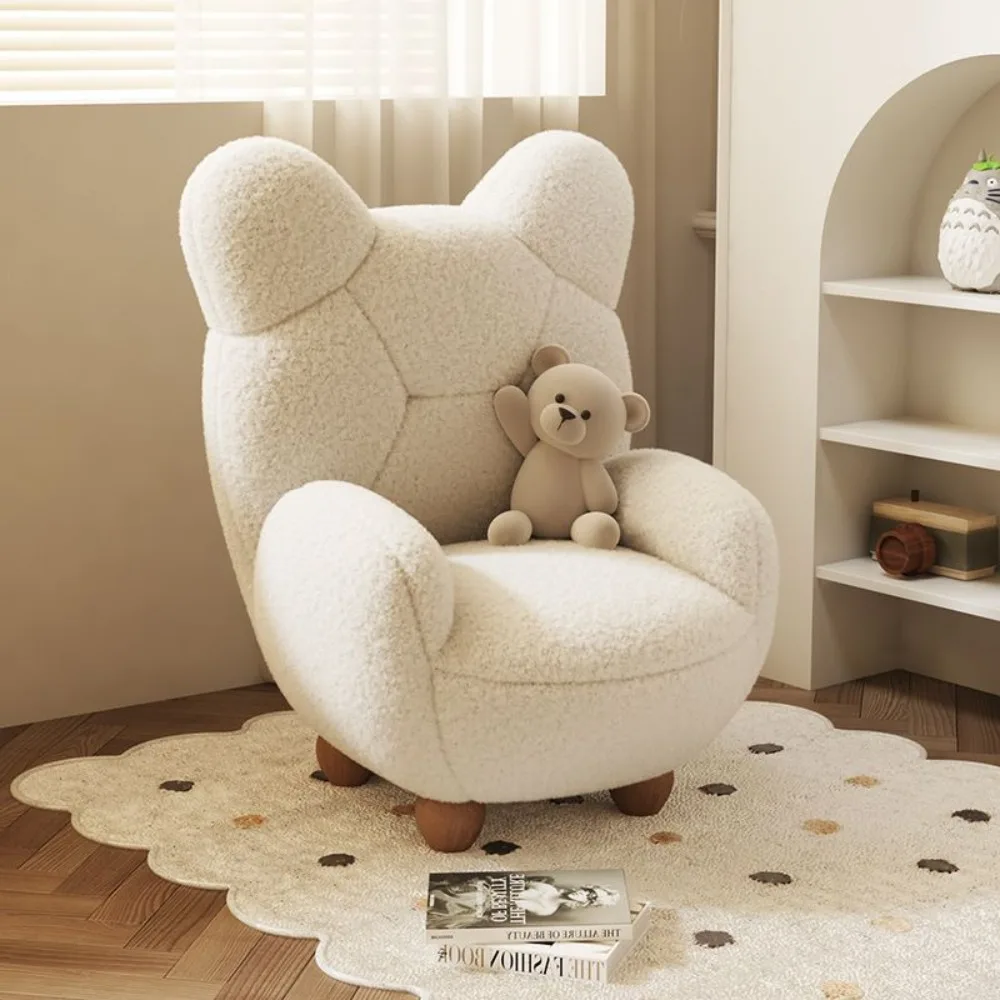 Children's bear sofa lazy sofa chair lamb wool chair cute baby single chair