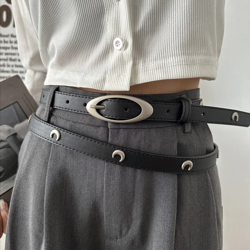 

Women's Retro Solid Belt Fashion High-quality Black Khaki Buckle Belt Popular Trend PU Leather Belt for Pants Jeans