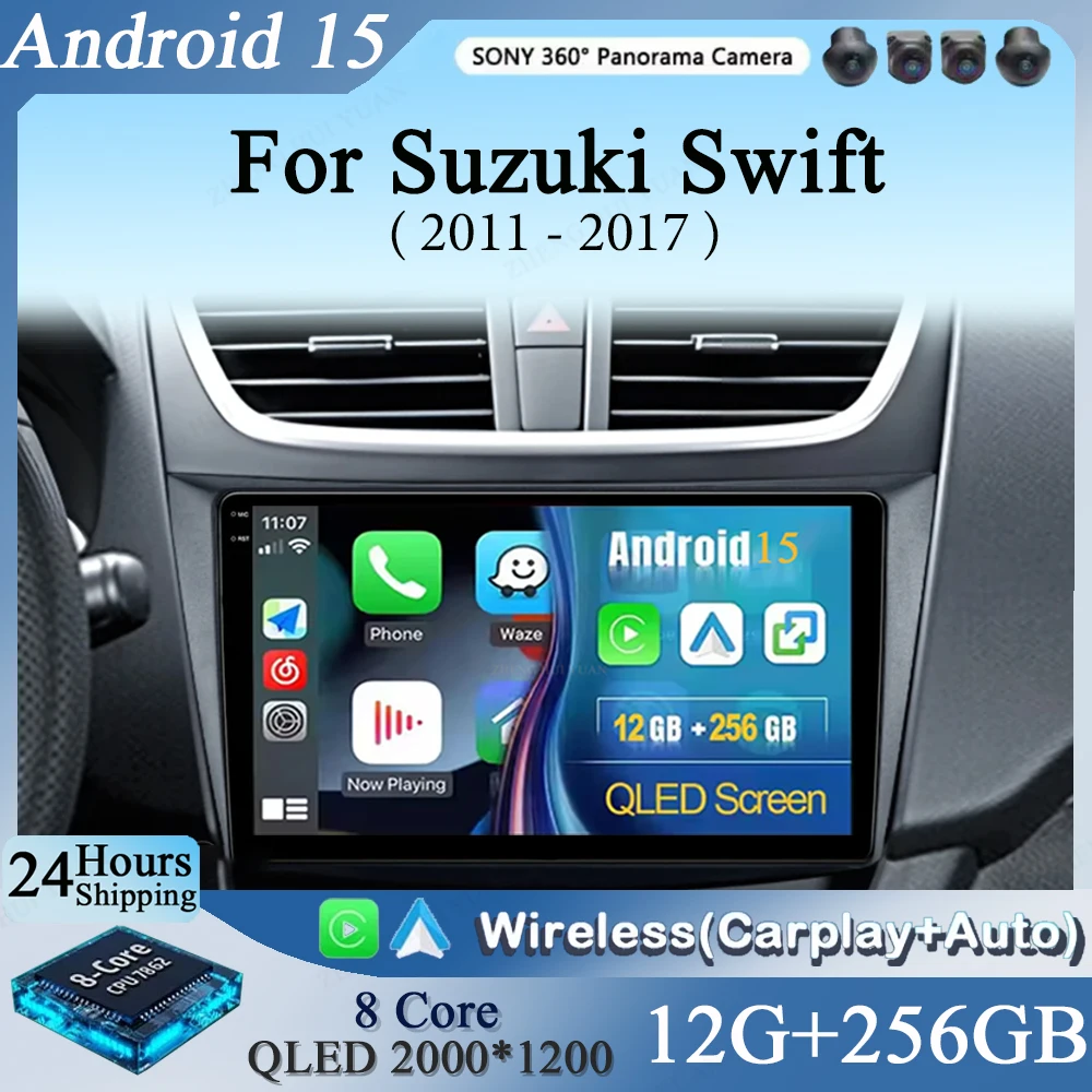 

Android 15 CarPlay Auto для Suzuki Swift 4 2011-2017 автомобильный радиоприемник мультимедийная навигация видео DVD авторадио стерео 2din 4G + BT GPS