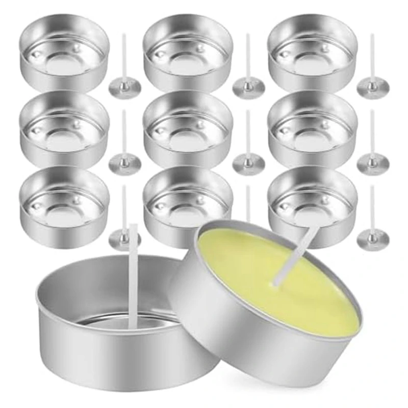 150Pcs Tea Making Kit Metal Tea Light Tins With 150 Pcs Candle Wicks Empty Candle For Candle Lovers