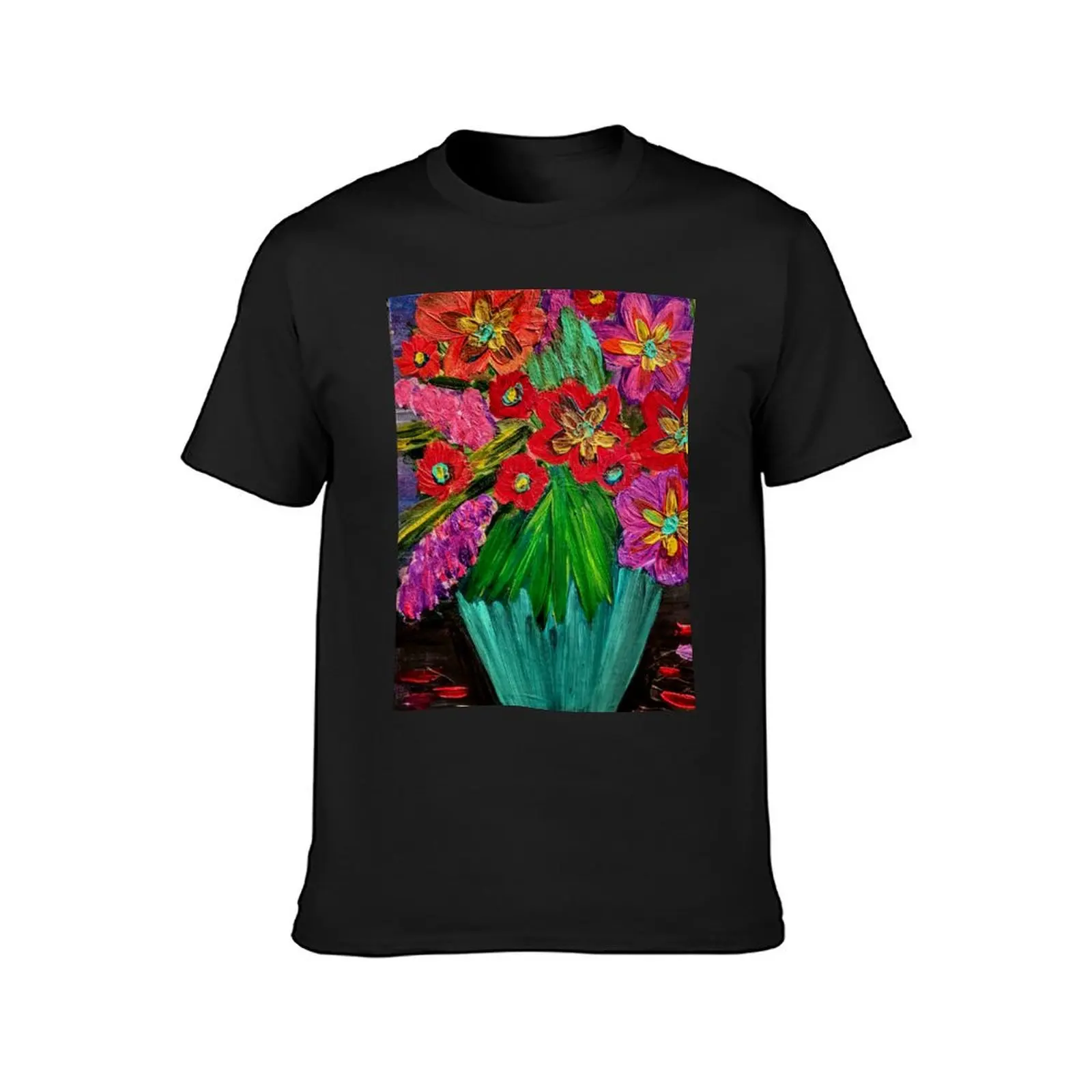 boutique of abstract vibrant bright colorful flowers in round bowl vase T-Shirt sublime sweat slim fit t shirts for men