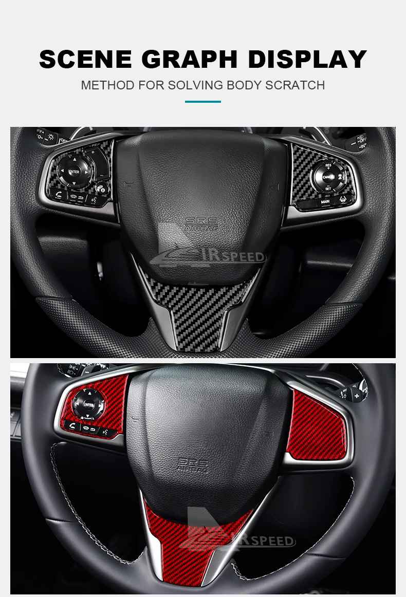 Echter, weicher Carbonfaser-Aufkleber für Honda Civic X 10. Generation 2016 2017 2018 2019 2020 2021, Lenkradverkleidung, Innenraumverkleidung – Detail 7