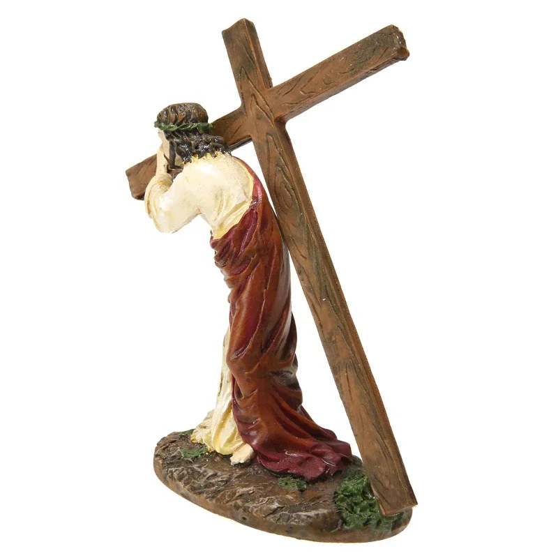 Crucifix Statue Jesus Cross Resin Statue Christ Figure Catholic Religious Accessories Decor