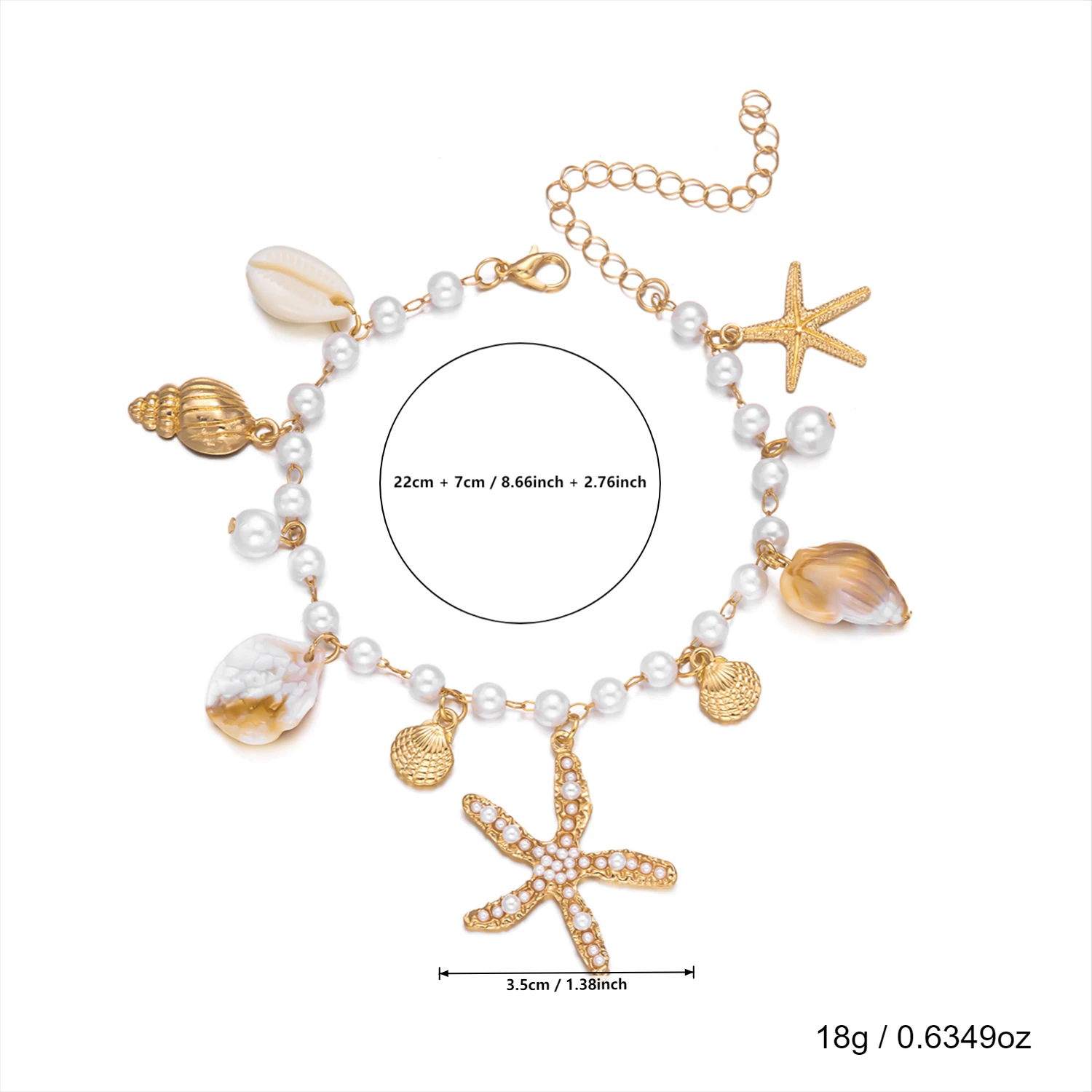 Übertriebene Perlen-Seestern-Anhänger-Halskette für Damen, Bohemian-Stil, Imitationsperlen-Muschel-Halskette, Trendiger Sommer-Partyschmuck – Detail 10